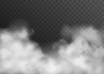 Foto op Aluminium Vector realistische rook, mist of mist transparant effect geïsoleerd op donkere achtergrond © Kateina