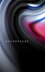 Fluid liquid colors design, colorful marble or plastic wavy texture background, glowing multicolored elements on black, for business or technology presentation or web brochure cover design, wallpaper