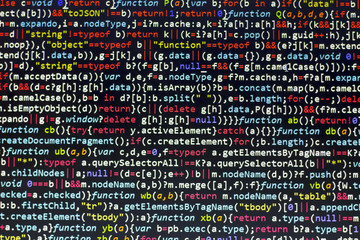 Javascript code. Computer programming source code. Abstract screen of web developer. Colorful...