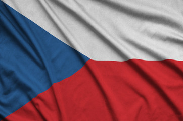 Czech flag  is depicted on a sports cloth fabric with many folds. Sport team banner