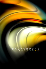 Fluid liquid colors design, colorful marble or plastic wavy texture background, glowing multicolored elements on black, for business or technology presentation or web brochure cover design, wallpaper