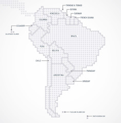 South America continent with separated states