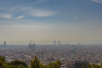 Barcelona skyline in a cloudy day