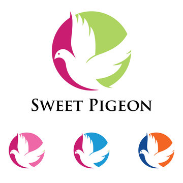 Sweet Pigeon Bird in Peace Logo