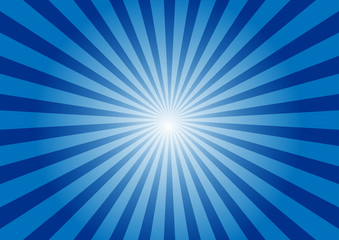 Blue Sunburst background. Vector illustration.