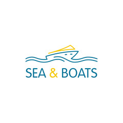Boat and sea vector logo