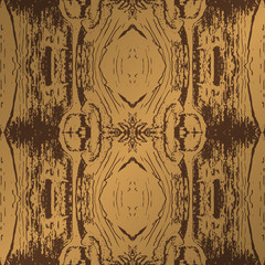 Seamless pattern with a texture of processed pine wood, oak. In brown tones, with a gradient tinted. Vector illustration.