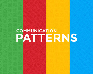 Four different communication seamless pattern with thin line icons: email, phone, chat, contacts, comment, inbox, translator, presentation, message, screen share, support. Vector illustration.