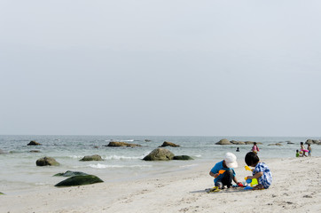 Fototapeta premium Beautiful clean , Clear water at Hua Hin Beach Thailand