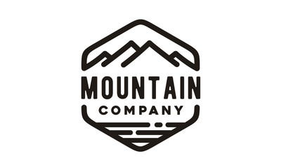 Mountain Beach Sea Lake Vintage Retro Hipster Badge Label logo design