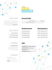 Creative simple cv template with colorful dots.