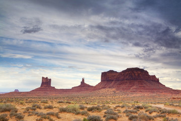 Western scene at Monument Valley, Arizona and Utah
