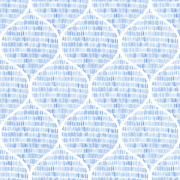 Seamless watercolor pattern. Vintage blue and white ornament. Textile print hand-drawn.
