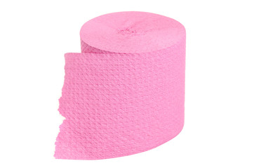 Toilet paper pink on white background isolation
