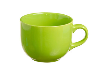 Green cup mug on white background isolation
