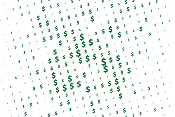 Green vector background with signs of dollars. Simple geometrical pattern with banking symbols. 
