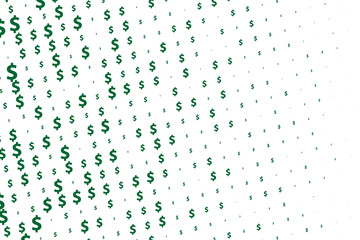 Green vector background with signs of dollars. Simple geometrical pattern with banking symbols. 
