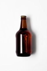 brown beer bottle isolated on white background