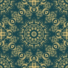 Floral Geometric Pattern with hand-drawing Mandala. Vector super illustration. For fabric, textile, bandana, scarg, print.