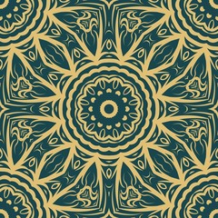Fototapeta na wymiar Floral Geometric Pattern with hand-drawing Mandala. Vector super illustration. For fabric, textile, bandana, scarg, print