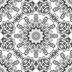 vector illustration. pattern with floral mandala, decorative border. design for print fabric, bandana