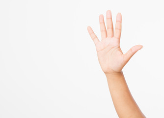 Obraz premium black hand isolated on white.Voting hand. Mock up. Copy space. Template. Blank.