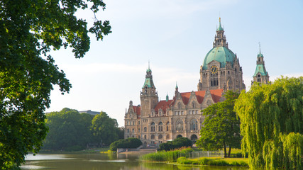 Hanover City Hall in summer in sunny weather.