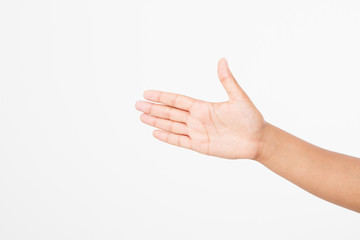 black hand isolated on white.Voting hand. Mock up. Copy space. Template. Blank.