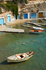 Fototapeta na wymiar Fishing boat at Mandrakia in Greece