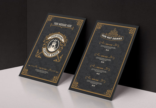 Restaurant Menu Layout with Vintage  Illustrations