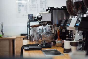 Fototapeta na wymiar professional coffee machine in a bar