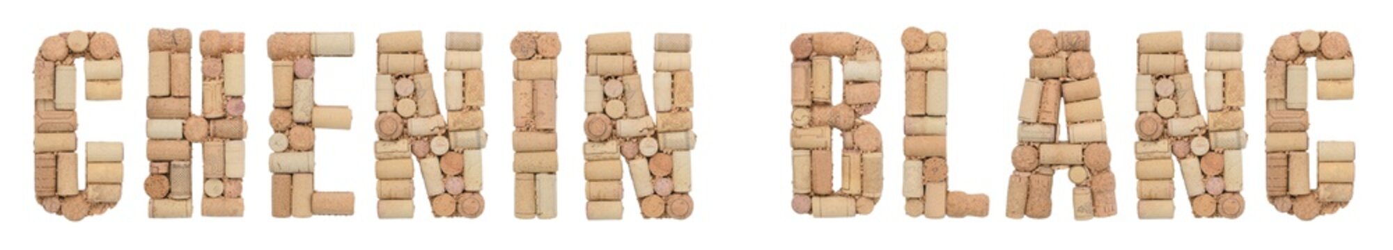 Word Chenin Blanc Made Of Wine Corks Isolated On White