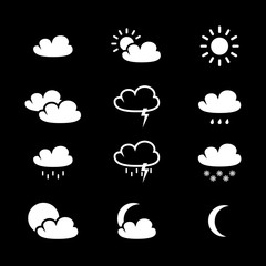 Obraz premium Set of weather black icons