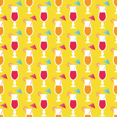 Cocktails and limes, Seamless pattern with summer cocktails, flat design