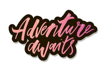 Lettering with phrase Adventure. Vector illustration. gradient Sticker