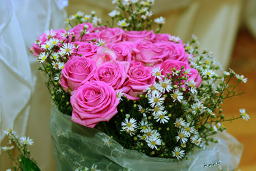 Bridal bouquet of pink roses