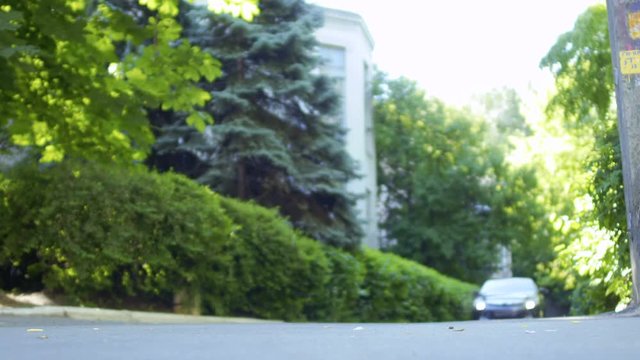 Car run over the young girl crossing the road
