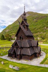 Traditional historic Borgund stave church, Fjordane, Norway