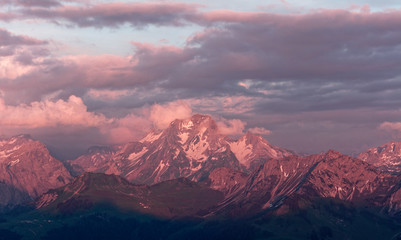 Naklejka premium Furkajoch pass sunset, Vorarlberg, Austria