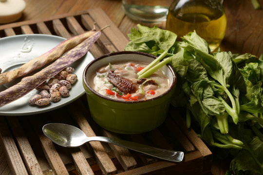 bean soup and other vegetables with anchovies