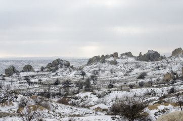 Fototapeta na wymiar Snowy Cappadocia in Winter