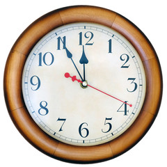 Isolated wooden clock