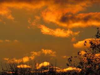 Sun setting clouds of orange