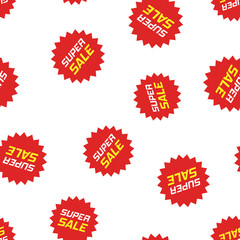 Discount sticker icon seamless pattern background. Business concept vector illustration. Promotion super sale discount symbol pattern.