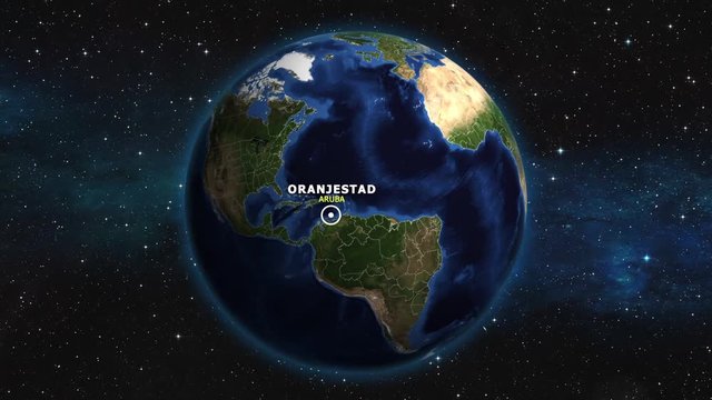 ARUBA ORANJESTAD ZOOM IN FROM SPACE