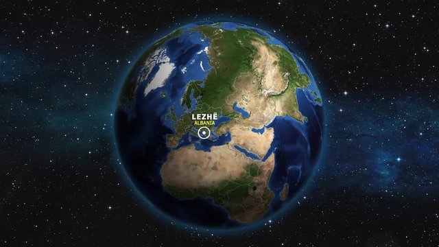 ALBANIA LEZHE ZOOM IN FROM SPACE