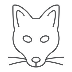 Fox thin line icon, animal and zoo, mascot sign vector graphics, a linear pattern on a white background, eps 10.