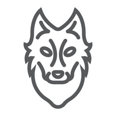 Wolf line icon, animal and zoo, dog sign vector graphics, a linear pattern on a white background, eps 10.