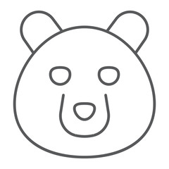 Bear thin line icon, animal and zoo, grizzly sign vector graphics, a linear pattern on a white background, eps 10.