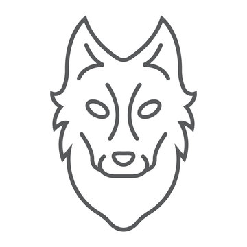 Wolf thin line icon, animal and zoo, dog sign vector graphics, a linear pattern on a white background, eps 10.